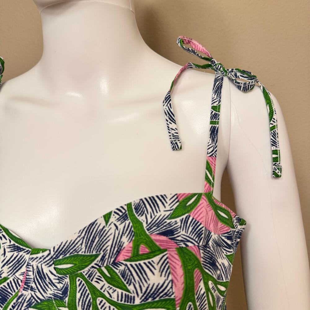 NWT Liberty & Justice Midi Dress Small Pink Green Tropical Resort Vacation - Picture 5 of 12